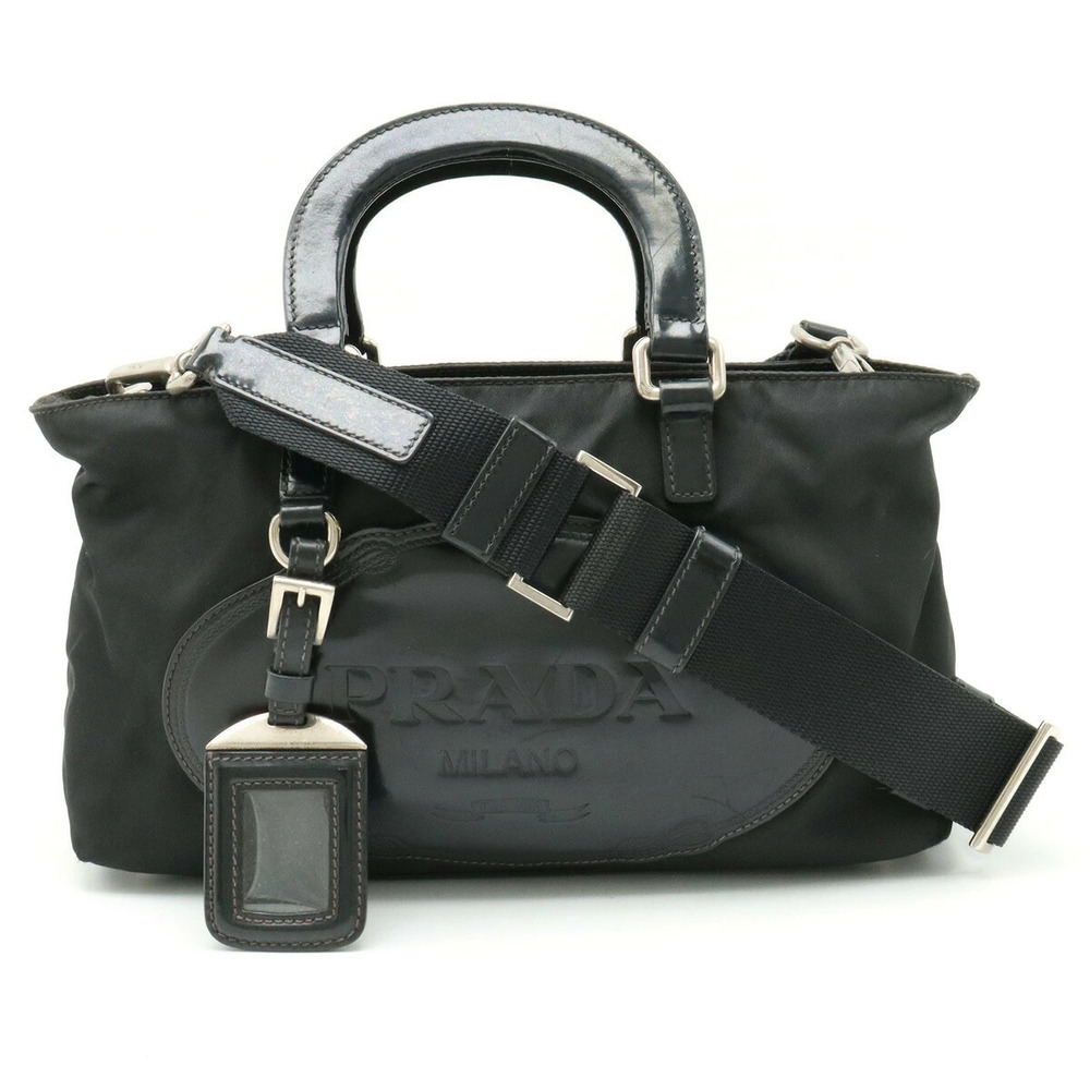 Prada 2way Shoulder Bag Leather NERO Black